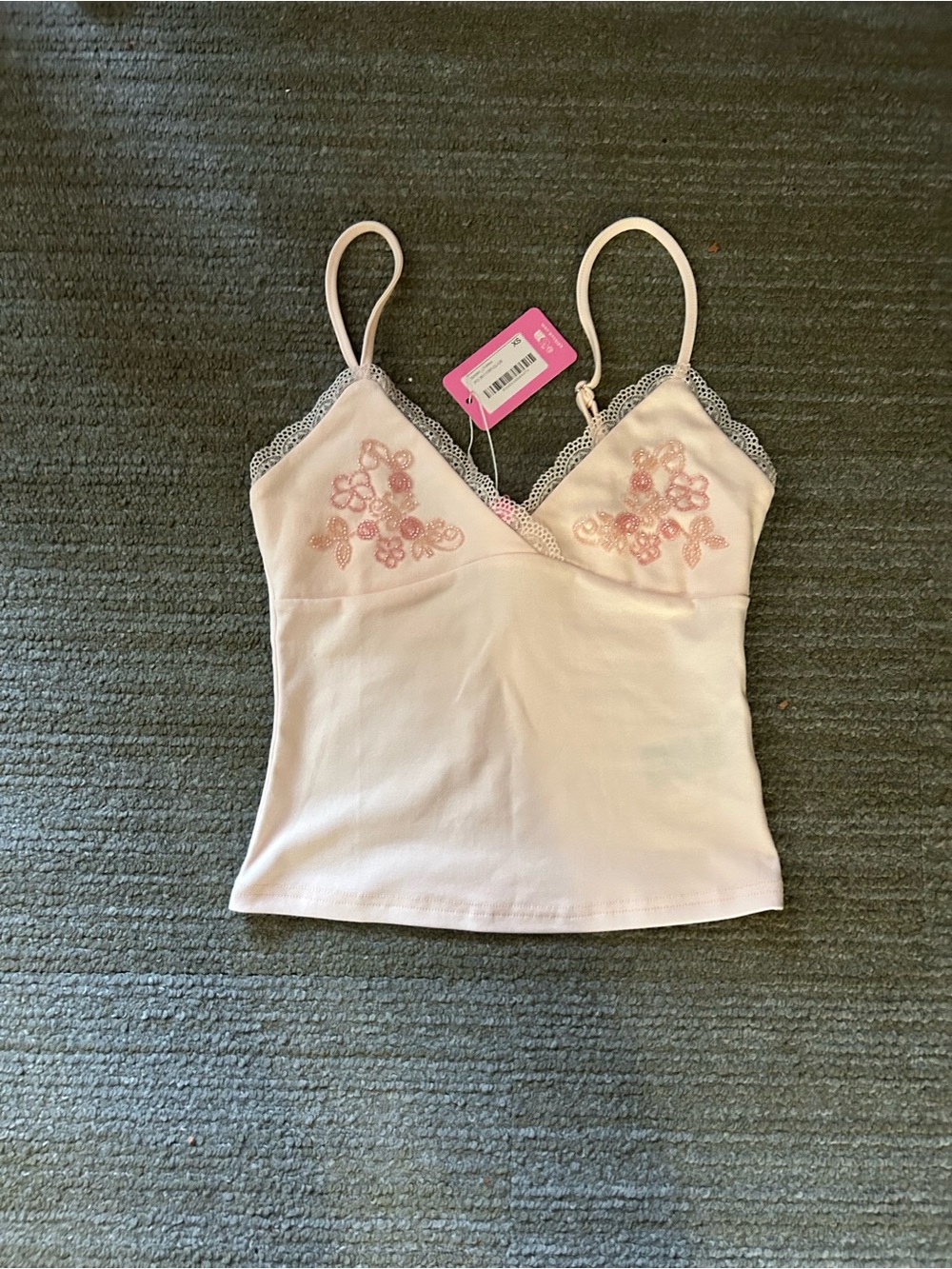 Edikted Pale Pink Lace-Trim Floral Camisole